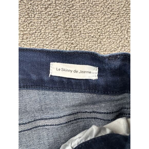 Frame Denim Jeans Le Skinny De Jeanne Shelby Dark Wash Raw Hem Size 27 - Picture 4 of 9